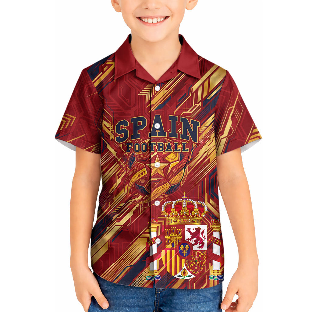 Personalized Spain Football Kid Hawaiian Shirt Spanish Shield Bull Mascot