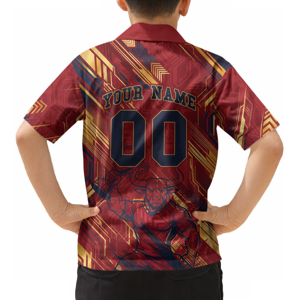 Personalized Spain Football Kid Hawaiian Shirt Spanish Shield Bull Mascot