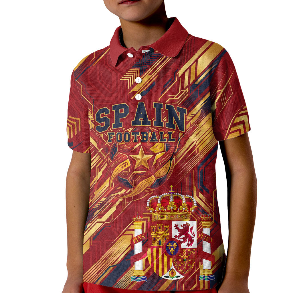 Personalized Spain Football Kid Polo Shirt Spanish Shield Bull Mascot