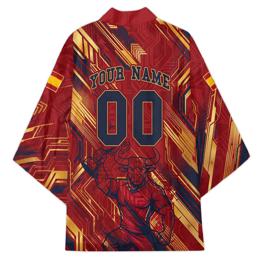 Personalized Spain Football Kimono Spanish Shield Bull Mascot