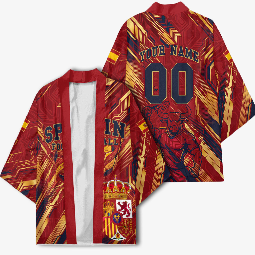 Personalized Spain Football Kimono Spanish Shield Bull Mascot