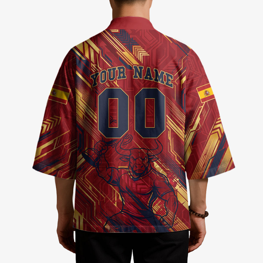 Personalized Spain Football Kimono Spanish Shield Bull Mascot