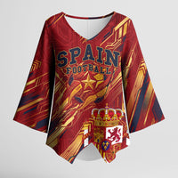 Personalized Spain Football Kimono Sleeve Blouse Spanish Shield Bull Mascot