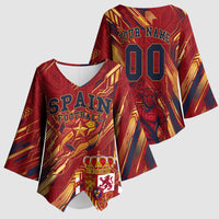Personalized Spain Football Kimono Sleeve Blouse Spanish Shield Bull Mascot
