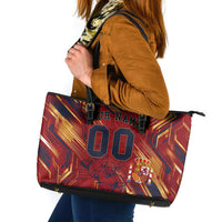 Personalized Spain Football Leather Tote Bag Spanish Shield Bull Mascot