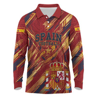 Personalized Spain Football Long Sleeve Polo Shirt Spanish Shield Bull Mascot