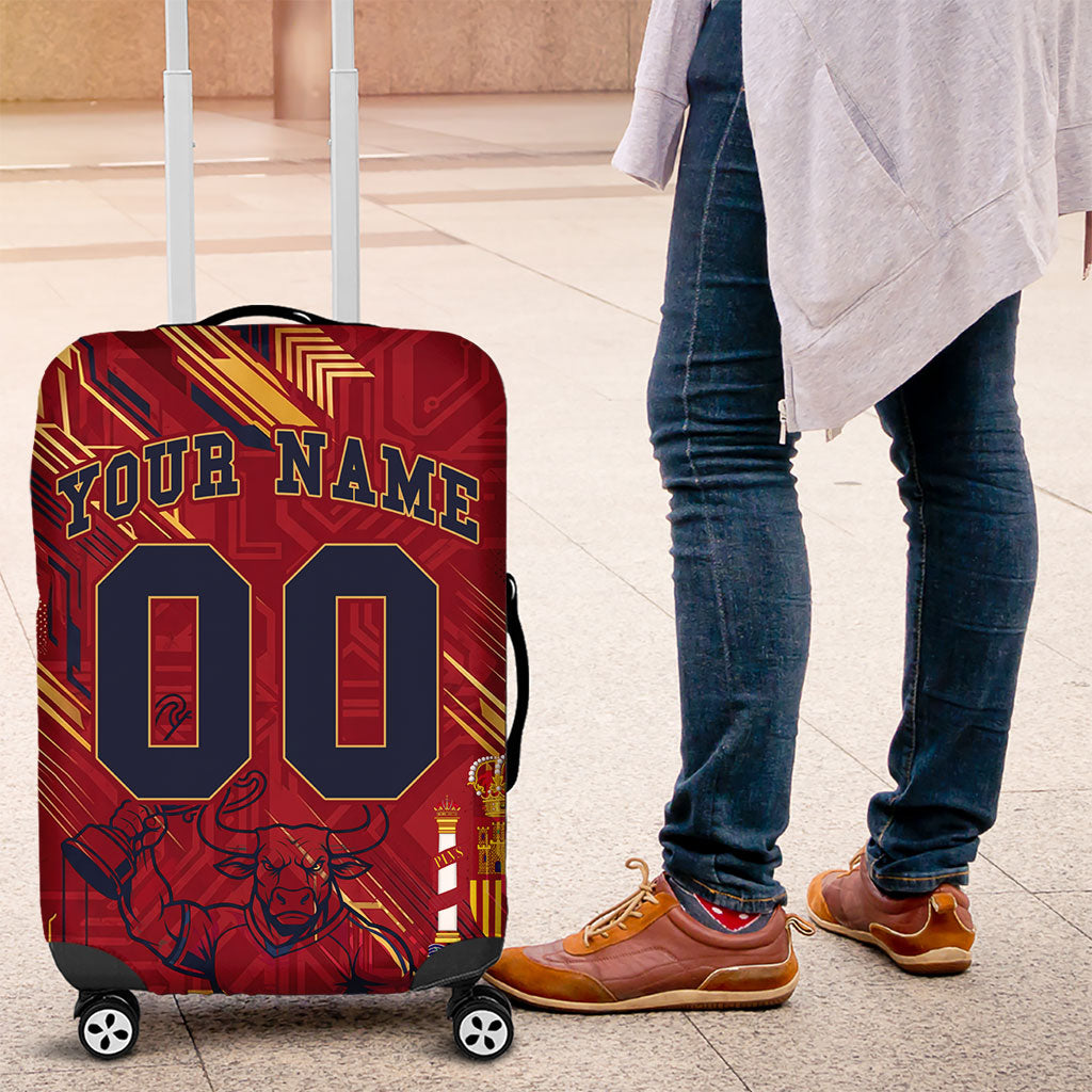 Personalized Spain Football Luggage Cover Spanish Shield Bull Mascot