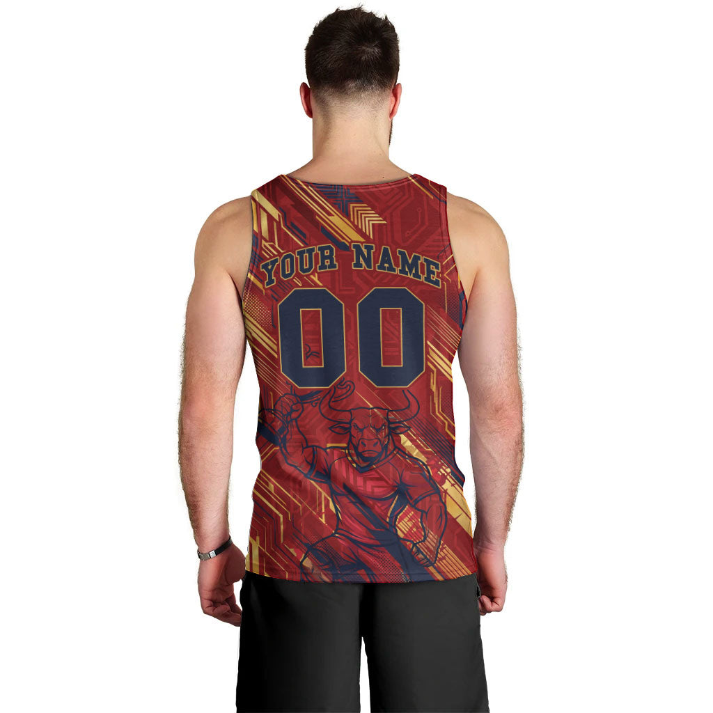 Personalized Spain Football Men Tank Top Spanish Shield Bull Mascot