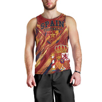Personalized Spain Football Men Tank Top Spanish Shield Bull Mascot