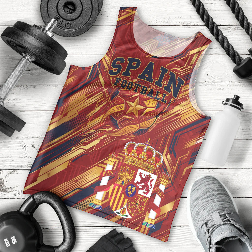Personalized Spain Football Men Tank Top Spanish Shield Bull Mascot