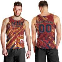 Personalized Spain Football Men Tank Top Spanish Shield Bull Mascot