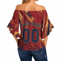 Personalized Spain Football Off Shoulder Wrap Waist Top Spanish Shield Bull Mascot