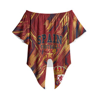 Personalized Spain Football Off Shoulder Wrap Waist Top Spanish Shield Bull Mascot