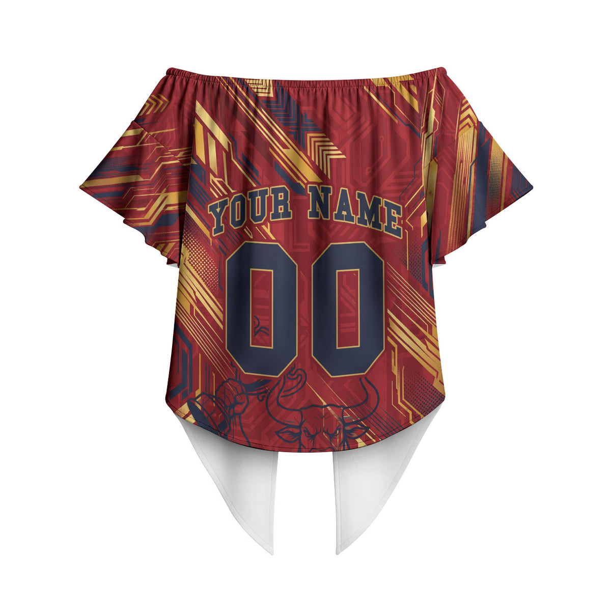 Personalized Spain Football Off Shoulder Wrap Waist Top Spanish Shield Bull Mascot