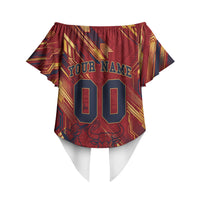 Personalized Spain Football Off Shoulder Wrap Waist Top Spanish Shield Bull Mascot