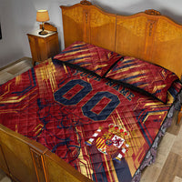 Personalized Spain Football Quilt Bed Set Spanish Shield Bull Mascot