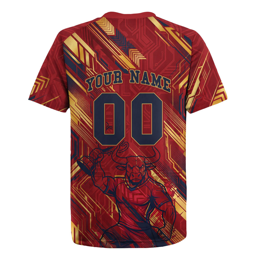Personalized Spain Football Rugby Jersey Spanish Shield Bull Mascot