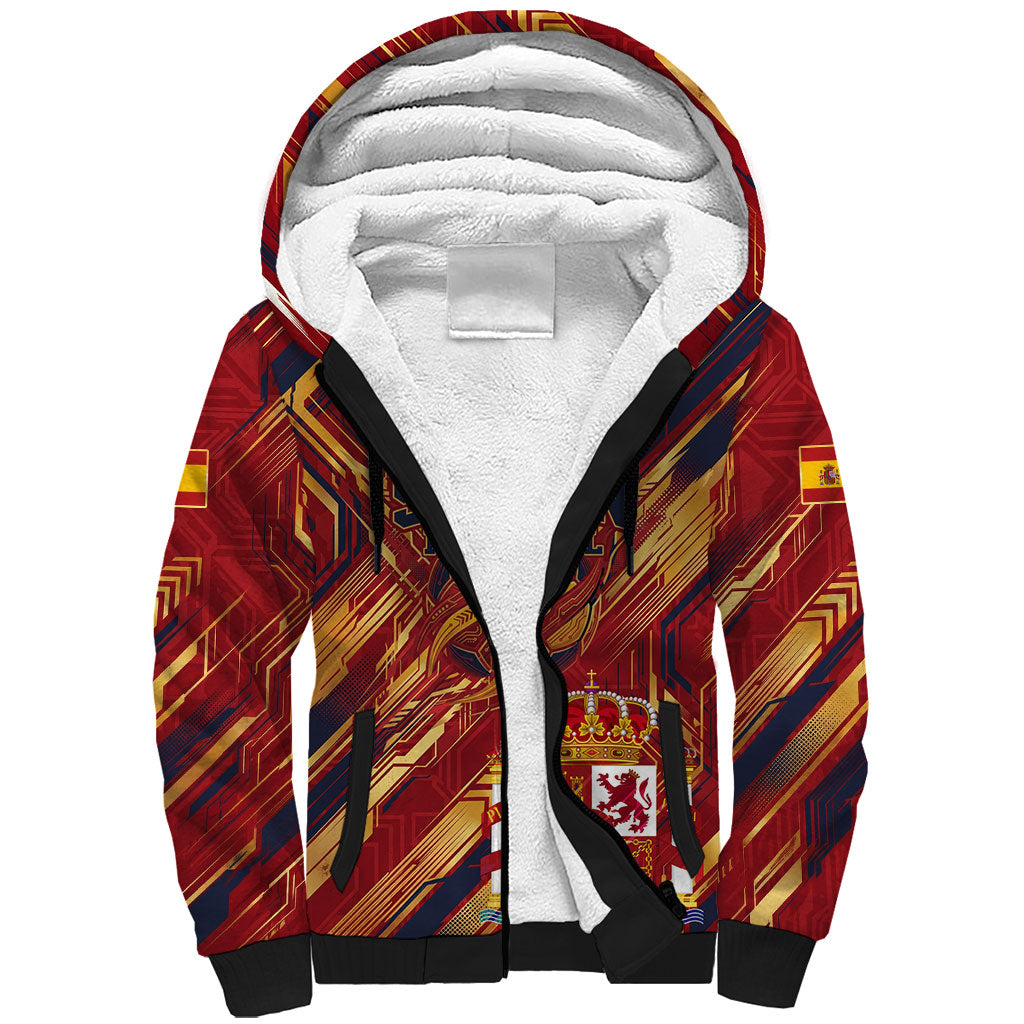 Personalized Spain Football Sherpa Hoodie Spanish Shield Bull Mascot