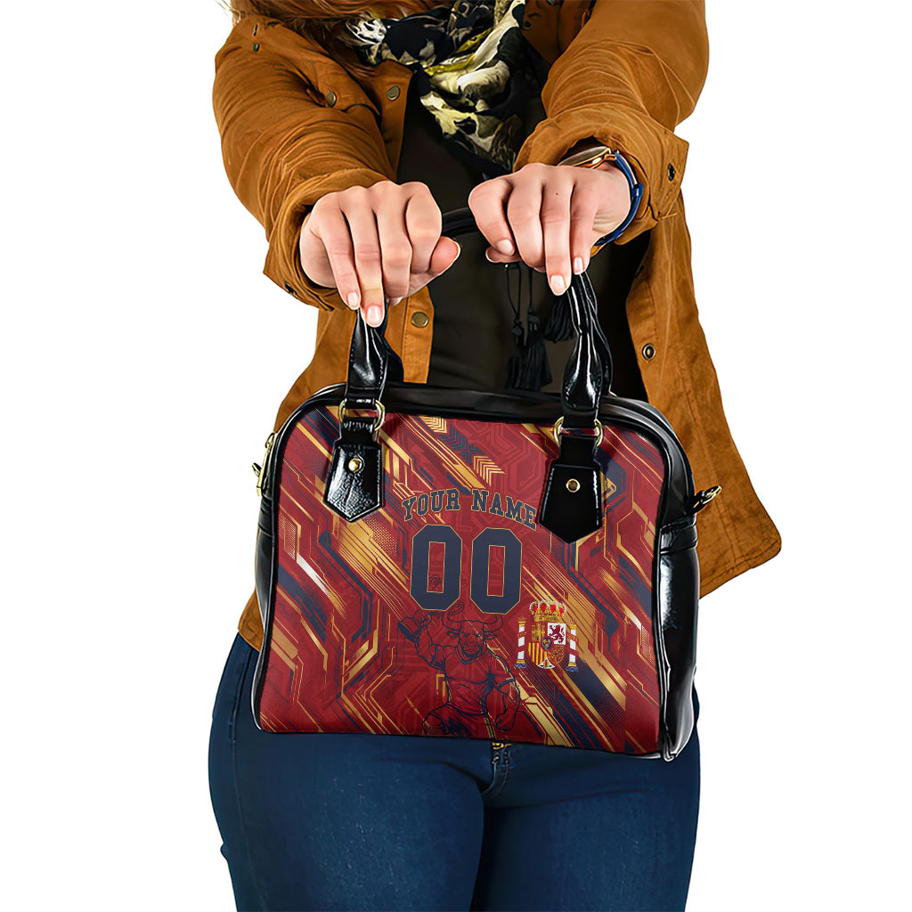 Personalized Spain Football Shoulder Handbag Spanish Shield Bull Mascot