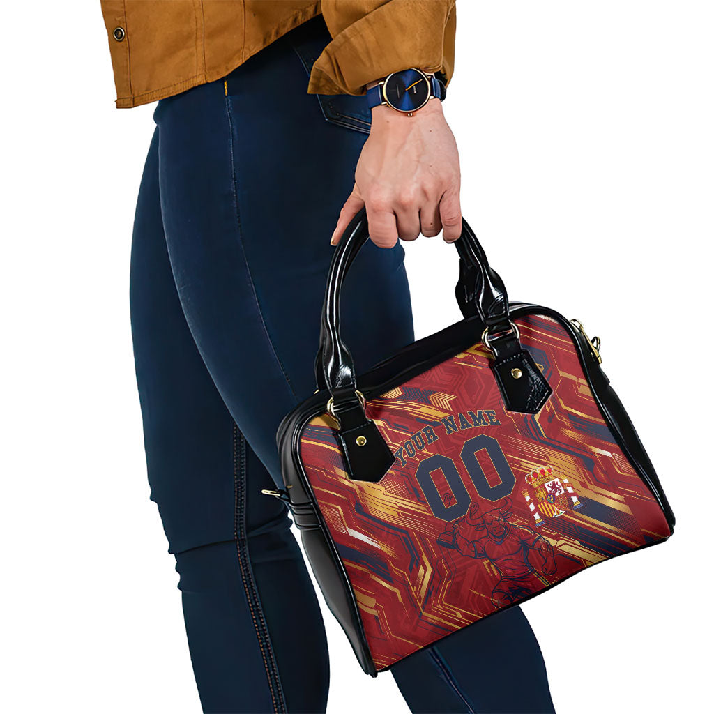Personalized Spain Football Shoulder Handbag Spanish Shield Bull Mascot