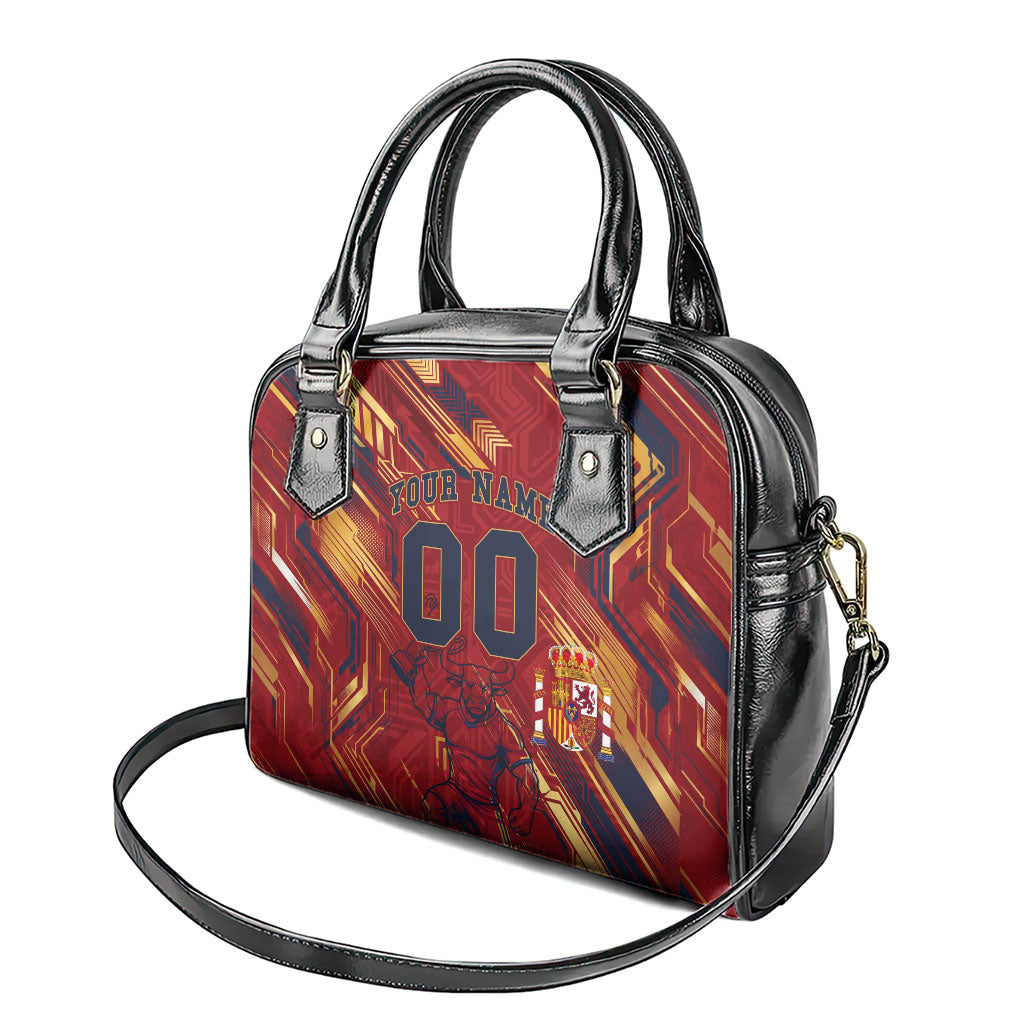 Personalized Spain Football Shoulder Handbag Spanish Shield Bull Mascot