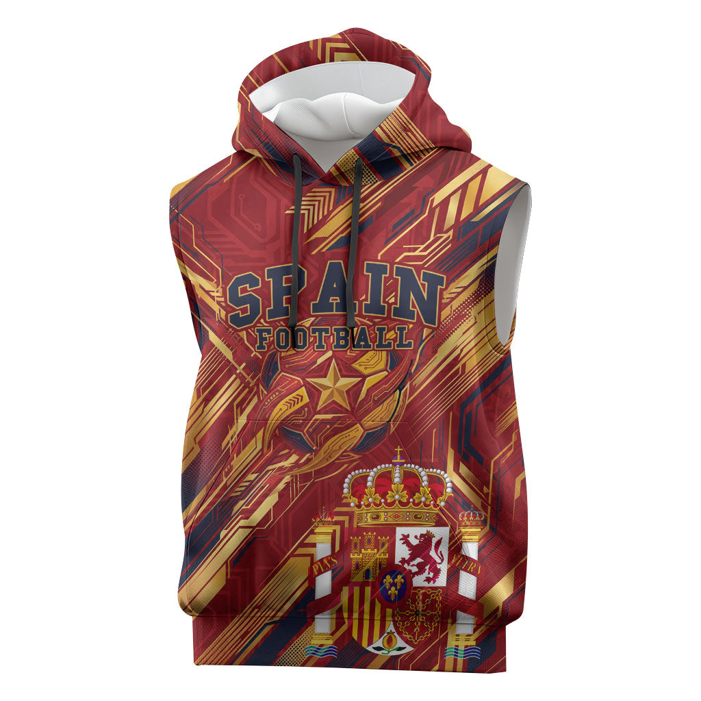 Personalized Spain Football Sleeveless Hoodie Spanish Shield Bull Mascot