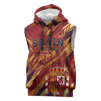 Personalized Spain Football Sleeveless Hoodie Spanish Shield Bull Mascot