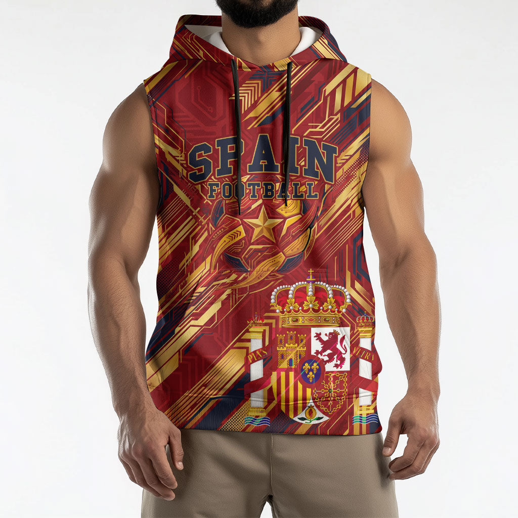 Personalized Spain Football Sleeveless Hoodie Spanish Shield Bull Mascot