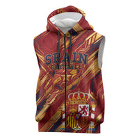 Personalized Spain Football Sleeveless Zip Hoodie Spanish Shield Bull Mascot