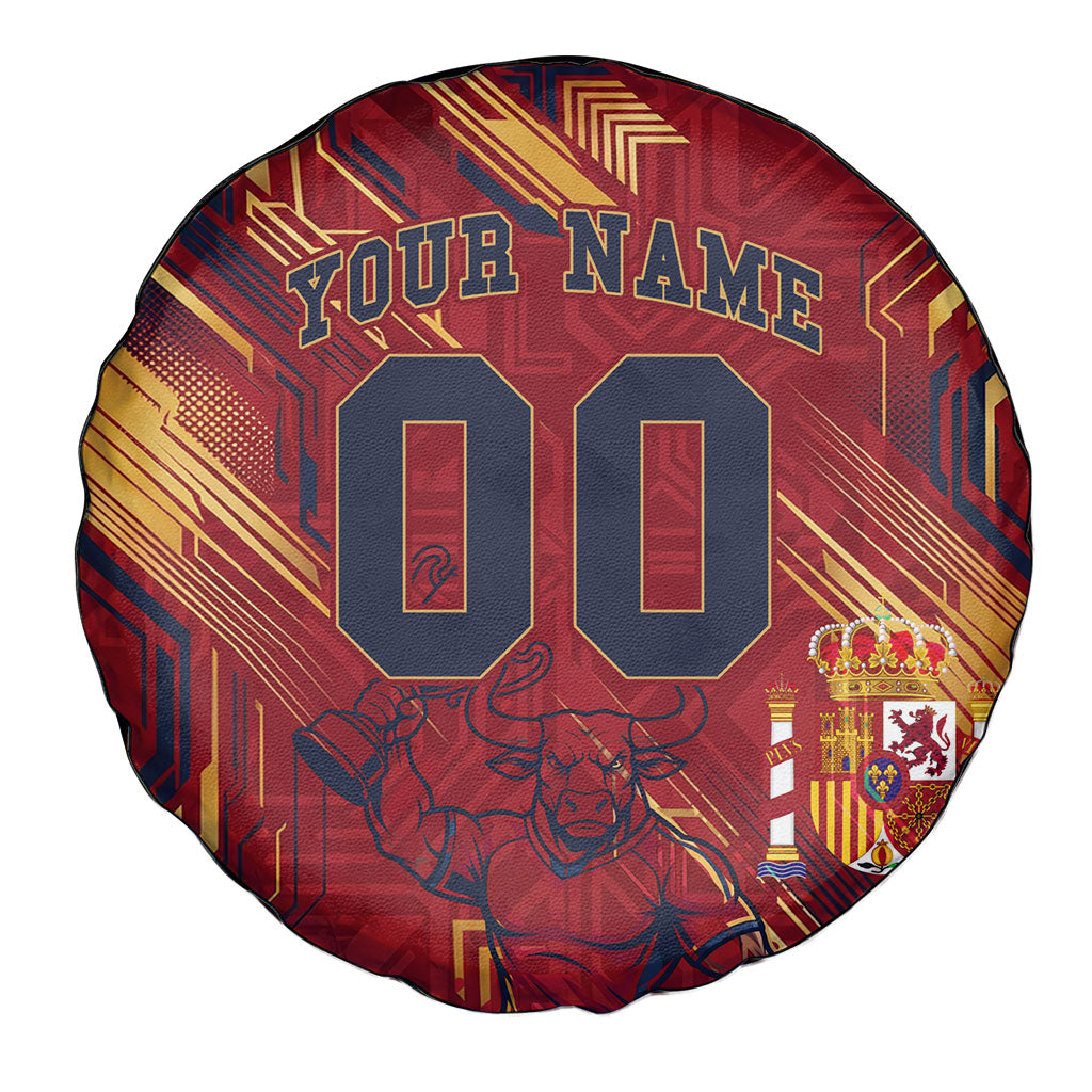 Personalized Spain Football Spare Tire Cover Spanish Shield Bull Mascot