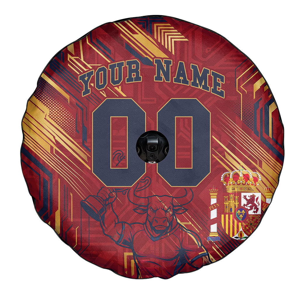 Personalized Spain Football Spare Tire Cover Spanish Shield Bull Mascot
