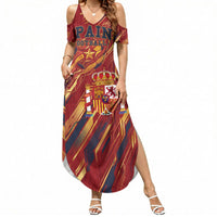 Personalized Spain Football Summer Maxi Dress Spanish Shield Bull Mascot