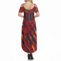 Personalized Spain Football Summer Maxi Dress Spanish Shield Bull Mascot