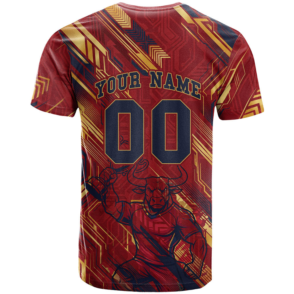 Personalized Spain Football T Shirt Spanish Shield Bull Mascot