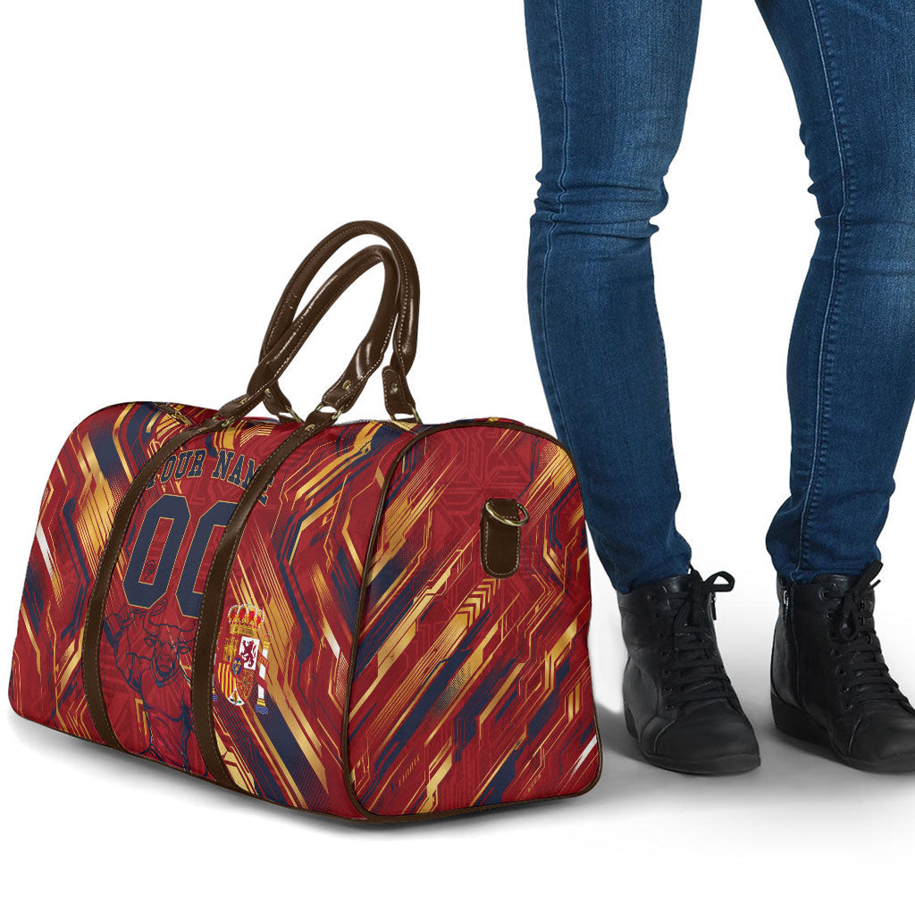 Personalized Spain Football Travel Bag Spanish Shield Bull Mascot
