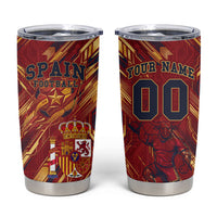 Personalized Spain Football Tumbler Cup Spanish Shield Bull Mascot