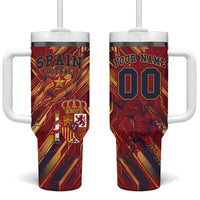 Personalized Spain Football Tumbler With Handle Spanish Shield Bull Mascot