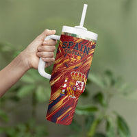 Personalized Spain Football Tumbler With Handle Spanish Shield Bull Mascot