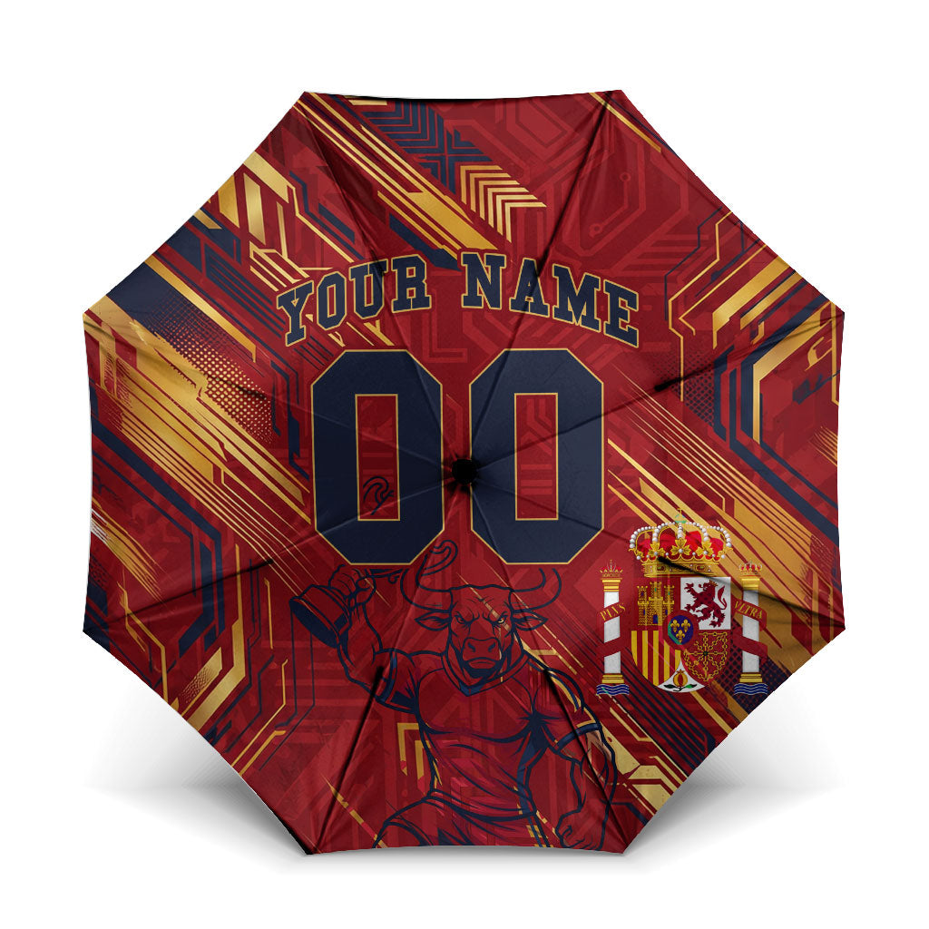Personalized Spain Football Umbrella Spanish Shield Bull Mascot