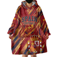 Personalized Spain Football Wearable Blanket Hoodie Spanish Shield Bull Mascot