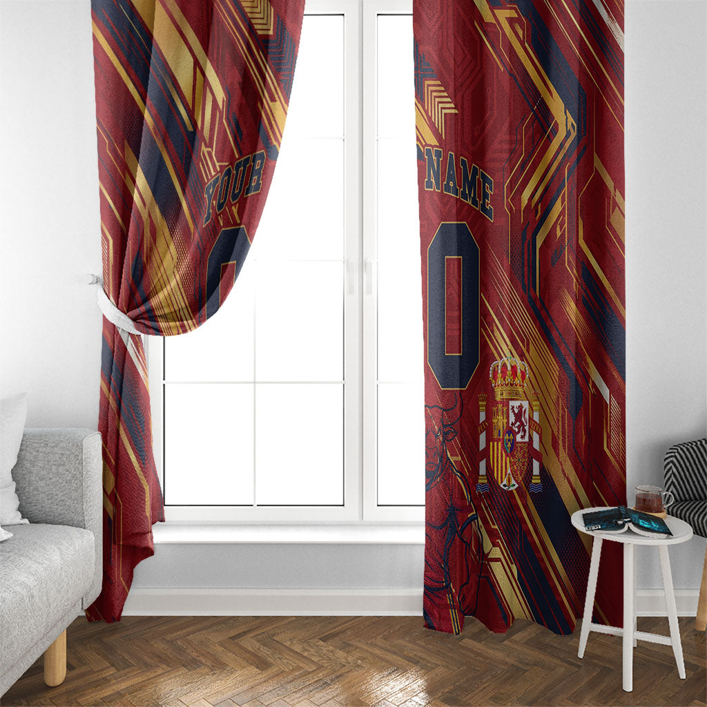 Personalized Spain Football Window Curtain Spanish Shield Bull Mascot