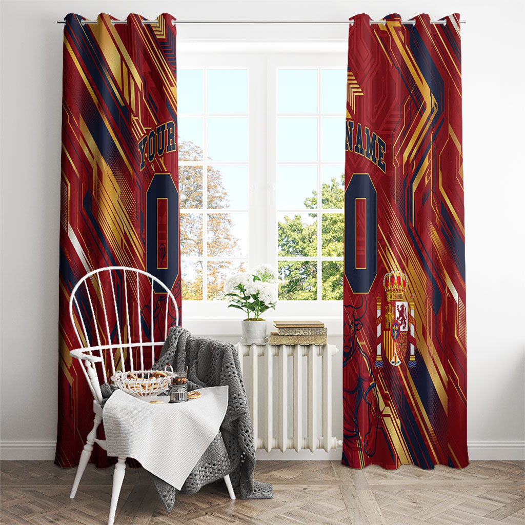 Personalized Spain Football Window Curtain Spanish Shield Bull Mascot