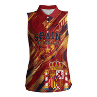 Personalized Spain Football Women Sleeveless Polo Shirt Spanish Shield Bull Mascot