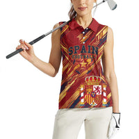 Personalized Spain Football Women Sleeveless Polo Shirt Spanish Shield Bull Mascot