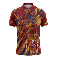 Personalized Spain Football Zipper Polo Shirt Spanish Shield Bull Mascot