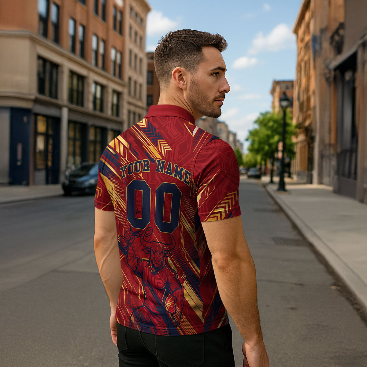 Personalized Spain Football Zipper Polo Shirt Spanish Shield Bull Mascot