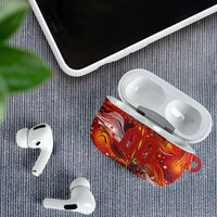 Personalized Spain Football Bull Mascot AirPods Case Dynamic Spanish Sunburst Abstract Flame