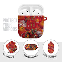 Personalized Spain Football Bull Mascot AirPods Case Dynamic Spanish Sunburst Abstract Flame