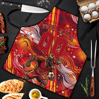 Personalized Spain Football Bull Mascot Apron Dynamic Spanish Sunburst Abstract Flame