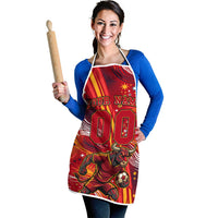 Personalized Spain Football Bull Mascot Apron Dynamic Spanish Sunburst Abstract Flame